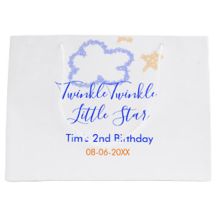 Twinkle twinkle little star birthday purple orange large gift bag