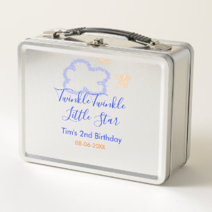 Twinkle twinkle little star birthday purple orange metal lunch box