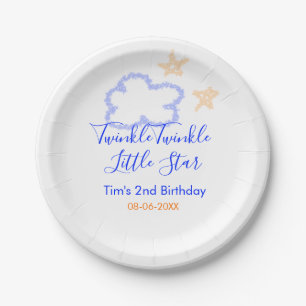 Twinkle twinkle little star birthday purple orange paper plate