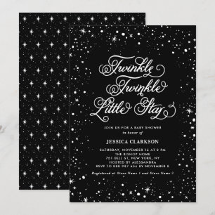 Twinkle Twinkle Little Star Black Baby Shower Invitation