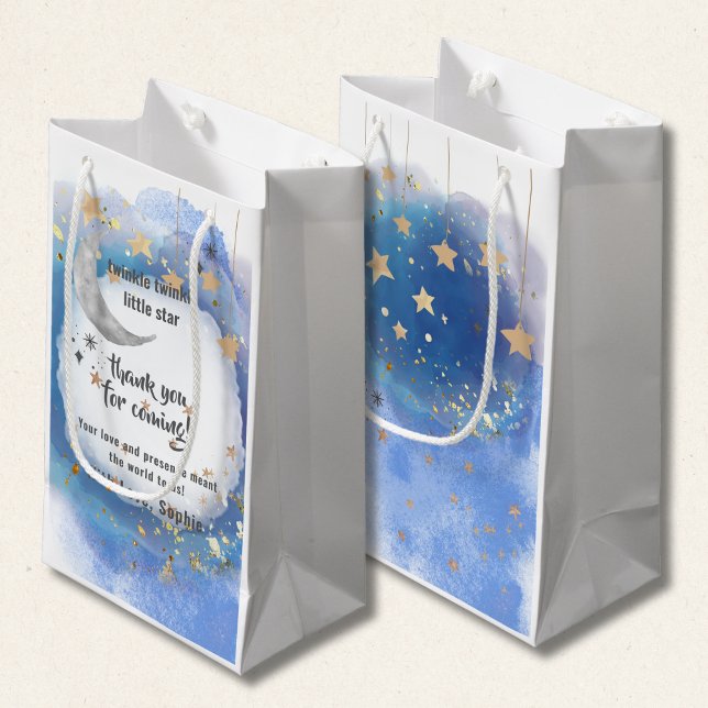 Twinkle Twinkle Little Star, Blue And Gold Small Gift Bag (Creator Uploaded)