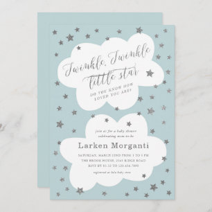 Twinkle Twinkle Little Star Blue Baby Shower Invitation