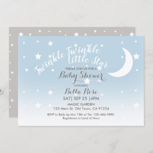 Twinkle twinkle little star blue baby shower invitation