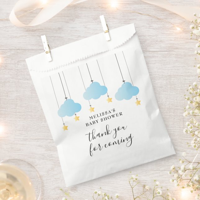 Twinkle Twinkle Little Star Blue Boy Baby Shower Favour Bags (Clipped)