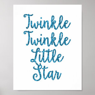 Twinkle Twinkle Little Star Blue Glitter Poster