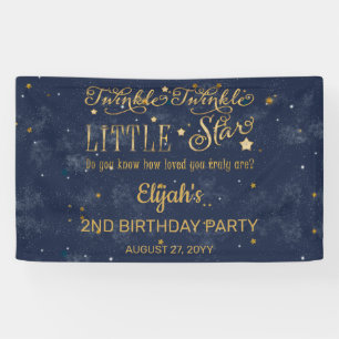 Twinkle Twinkle Little Star Boy 2nd Birthday Party Banner