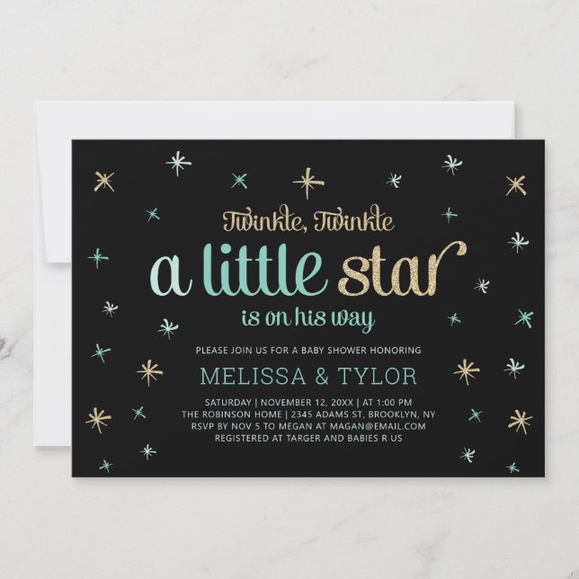 Twinkle Twinkle Little Star Boy Baby Shower Invitation (Front)