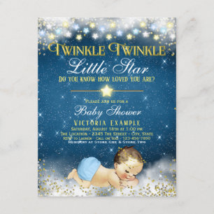 Twinkle Twinkle Little Star Boy Baby Shower Invitation