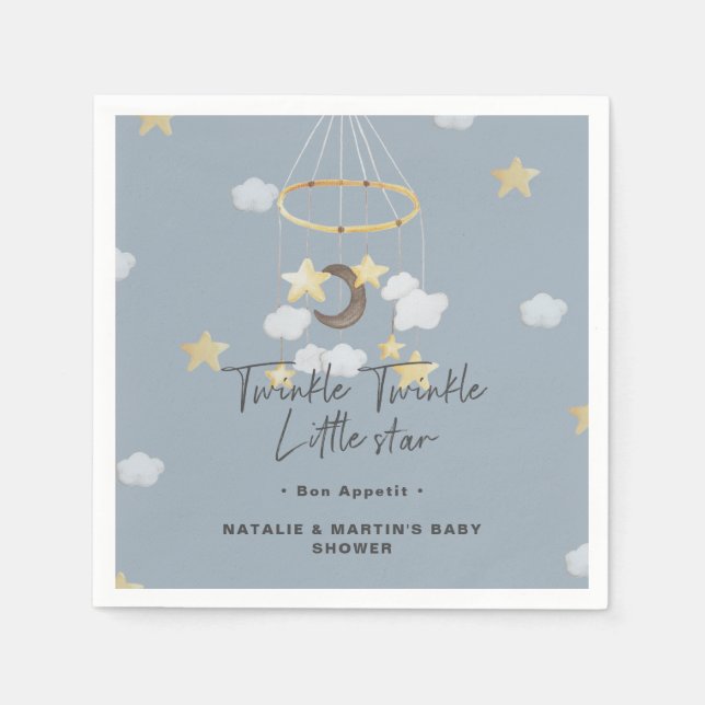 Twinkle Twinkle Little Star Boy Baby Shower Paper Napkin (Front)