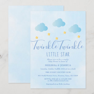 Twinkle Twinkle Little Star Boy Blue Baby Shower Invitation
