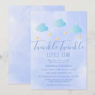 Twinkle Twinkle Little Star Boy Blue Baby Shower Invitation