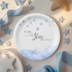Twinkle Twinkle Little Star Boy Blue Baby Shower Paper Plate