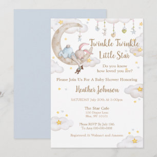 Twinkle Twinkle Little Star Bunny Baby Shower Invitation