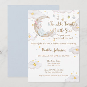 Twinkle Twinkle Little Star Bunny Baby Shower Invitation