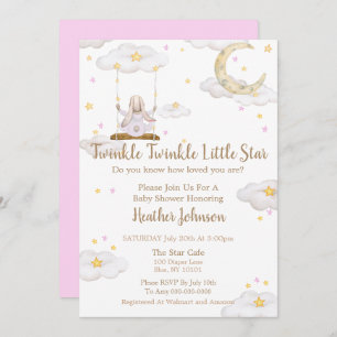 Twinkle Twinkle Little Star Bunny Baby Shower Invitation