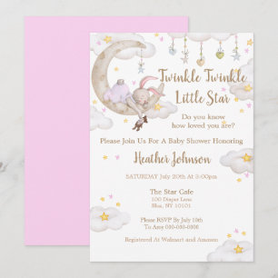 Twinkle Twinkle Little Star Bunny Baby Shower Invitation