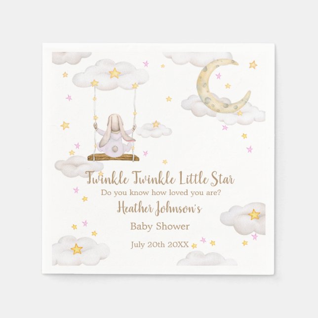 Twinkle Twinkle Little Star Bunny Baby Shower Napkin (Front)
