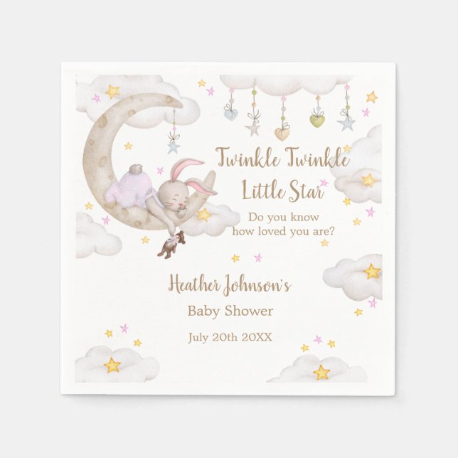 Twinkle Twinkle Little Star Bunny Baby Shower Napkin (Front)