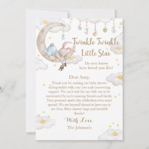 Twinkle Twinkle Little Star Bunny Baby Shower Thank You Card