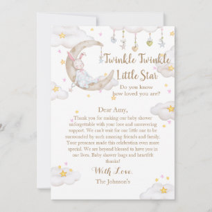 Twinkle Twinkle Little Star Bunny Baby Shower Thank You Card