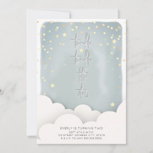 Twinkle Twinkle Little Star Clouds Birthday Invitation