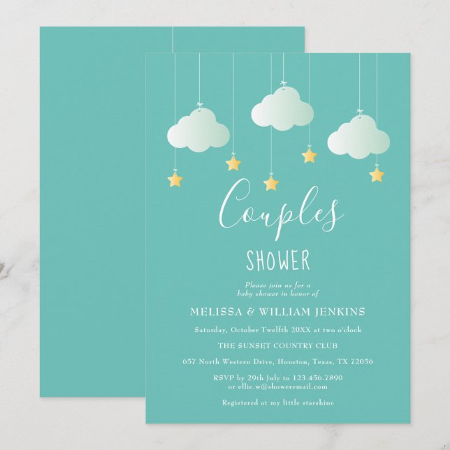 Twinkle Twinkle Little Star Couples Baby Shower Invitation (Front/Back)