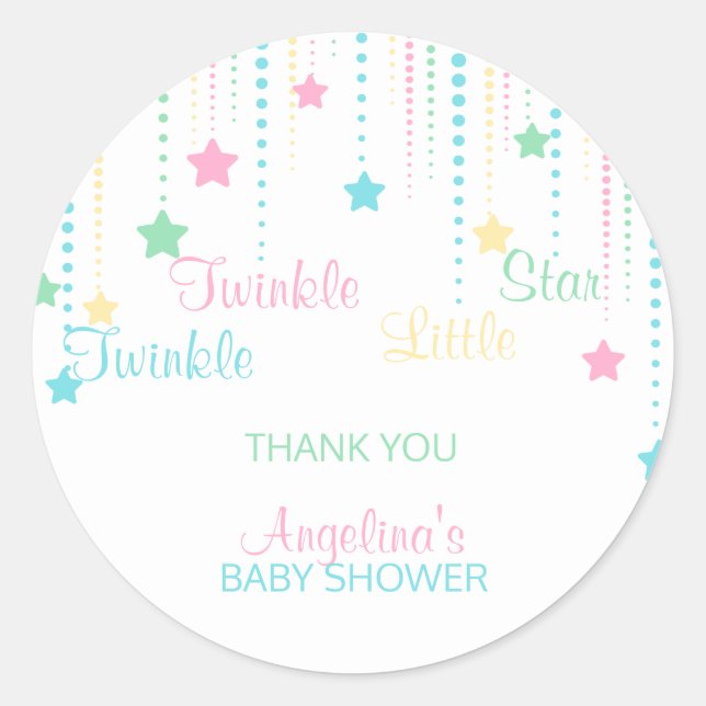 Twinkle Twinkle Little Star - Custom Baby Shower Classic Round Sticker (Front)