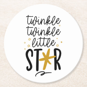 Twinkle Twinkle Little Star Doodle Round Paper Coaster