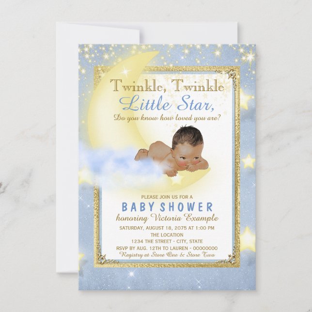 Twinkle Twinkle Little Star Ethnic Boy Baby Shower Invitation (Front)