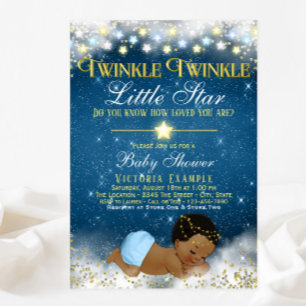 Twinkle Twinkle Little Star Ethnic Boy Baby Shower Invitation
