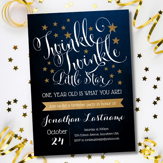 Twinkle Twinkle Little Star First Birthday Invitation (Creator Uploaded)