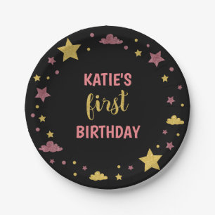 Twinkle Twinkle Little Star First Birthday Pink Paper Plate