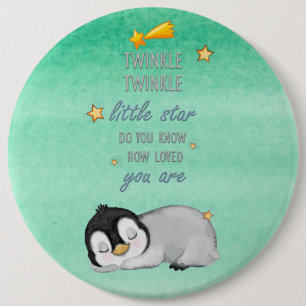 Twinkle, Twinkle Little Star for Sleep Penguin  6 Cm Round Badge