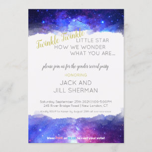 Twinkle Twinkle Little Star Galaxy Gender Reveal Invitation