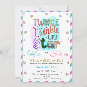 Twinkle Twinkle Little Star Gender Reveal Invitation
