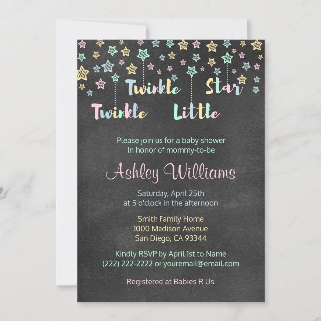 Twinkle Twinkle Little Star Gender Reveal Neutral Invitation (Front)