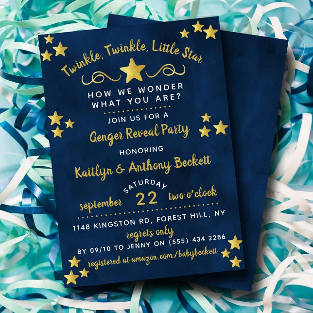 Twinkle Twinkle Little Star Gender Reveal Party Invitation (Creator Uploaded)