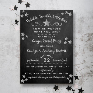 Twinkle Twinkle Little Star Gender Reveal Party Invitation