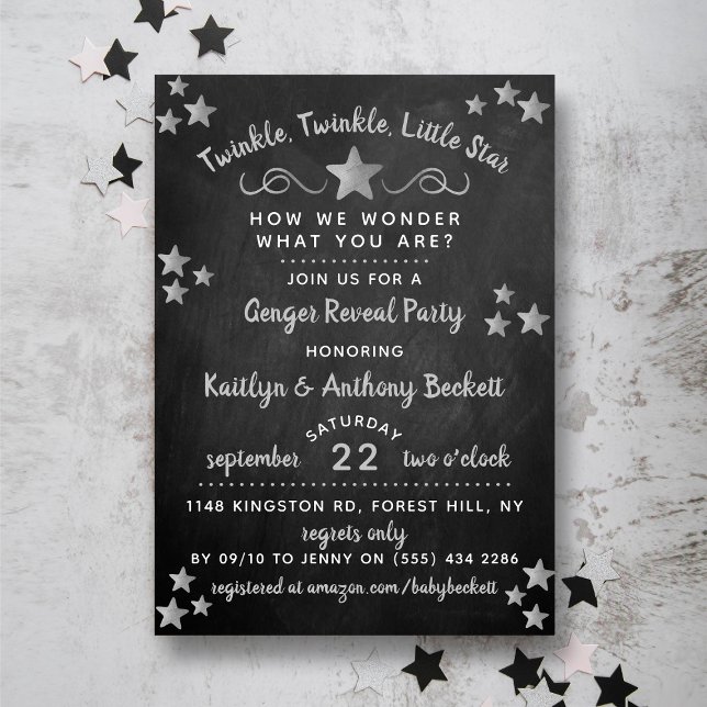Twinkle Twinkle Little Star Gender Reveal Party Invitation (Creator Uploaded)