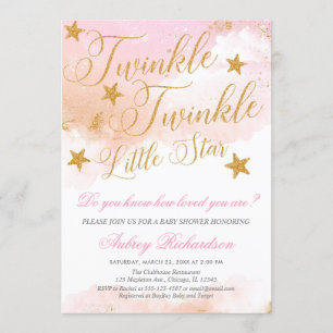 Twinkle Twinkle little star girl baby shower Invitation