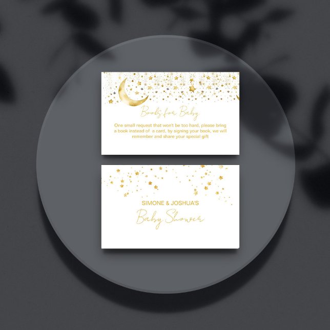 Twinkle twinkle little star gold books request enclosure card (Twinkle twinkle little star gold moon and stars books request enclosure card books for baby card)