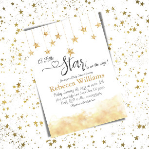 Twinkle Twinkle Little Star Gold Cloud Baby Shower Invitation