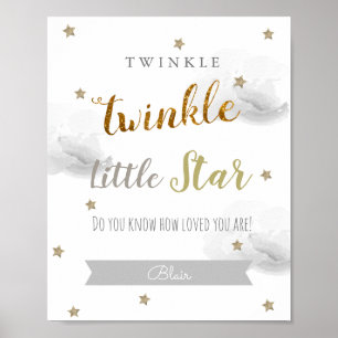 Twinkle Twinkle Little Star Gray Nursery Art Poster