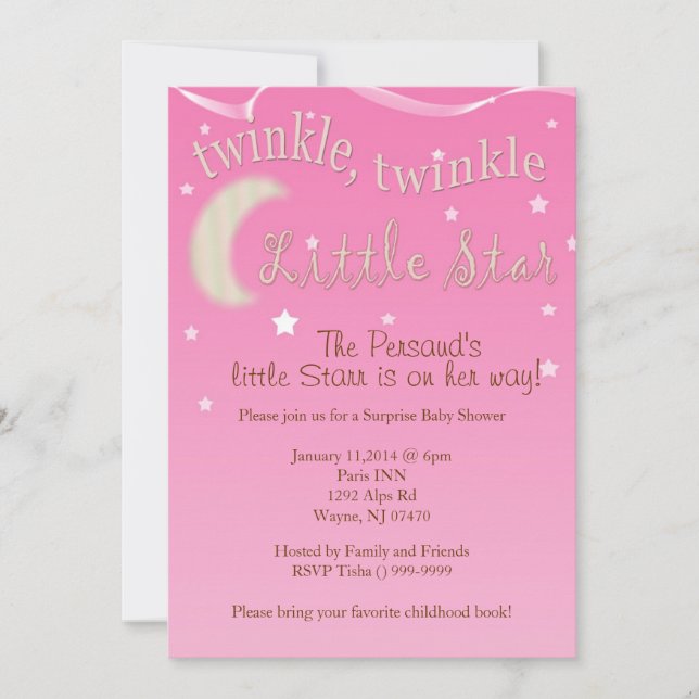 Twinkle, twinkle, little star invitation (Front)
