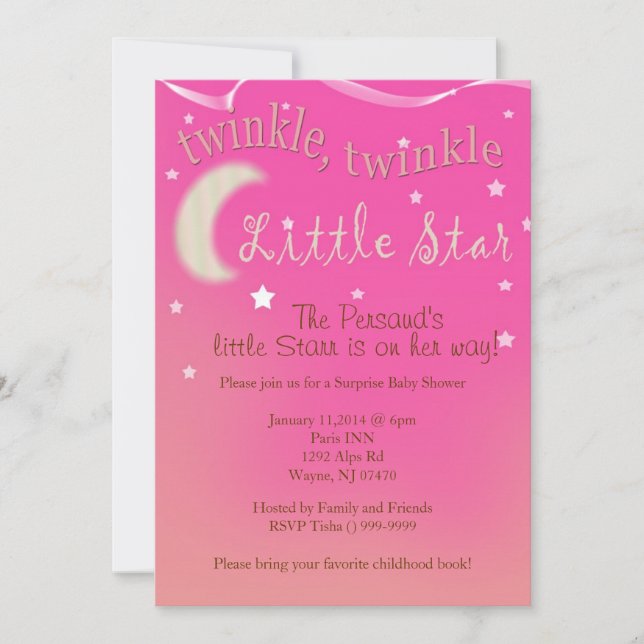 Twinkle, twinkle, little star invitation (Front)