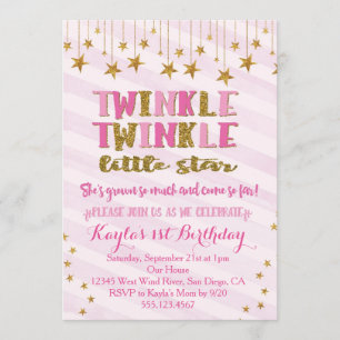 Twinkle Twinkle Little Star Invitation Pink