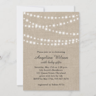 Twinkle Twinkle Little Star Invite on Light Burlap