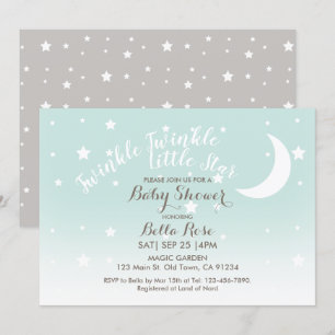 Twinkle twinkle little star mint baby shower invitation