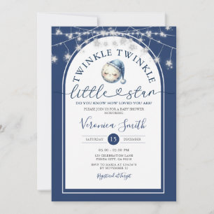 Twinkle Twinkle Little Star Moon Baby Shower Light Invitation