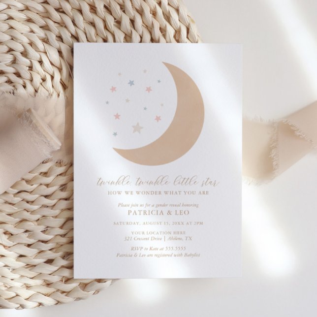 Twinkle Twinkle Little Star Moon Gender Reveal Invitation (Creator Uploaded)